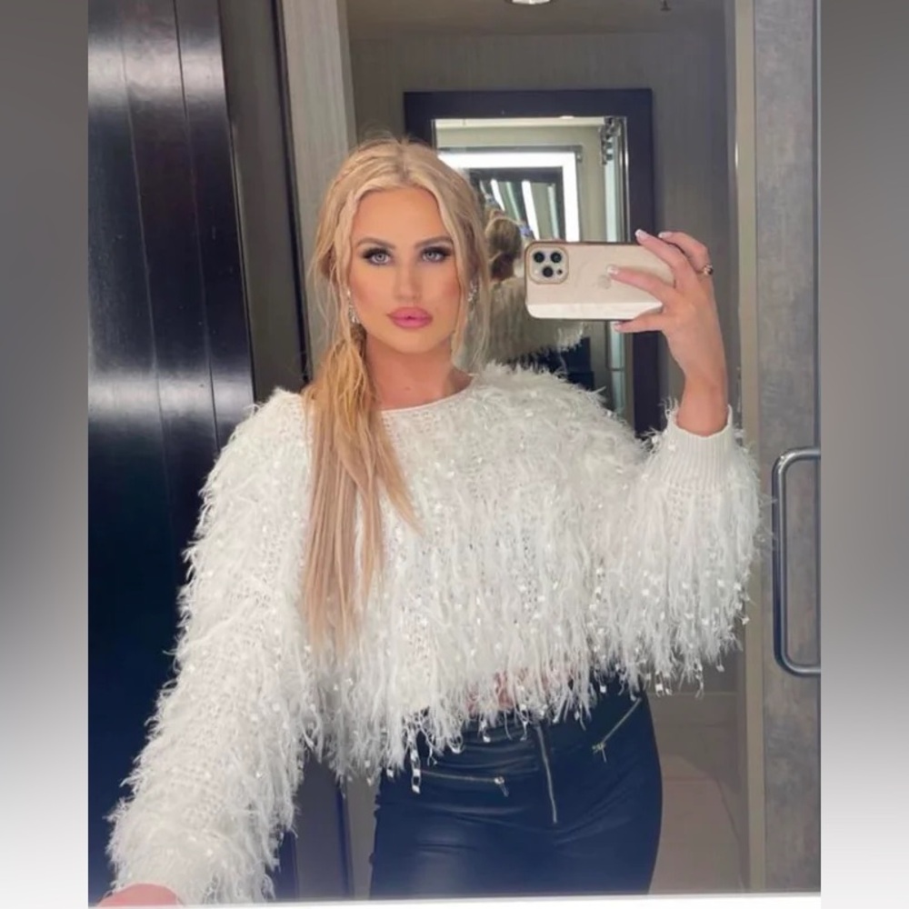 Altar'd State Cream Fringe Sweater